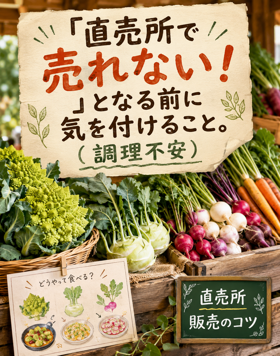 「直売所で売れない！」となる前に気を付けること。（調理不安）の写真