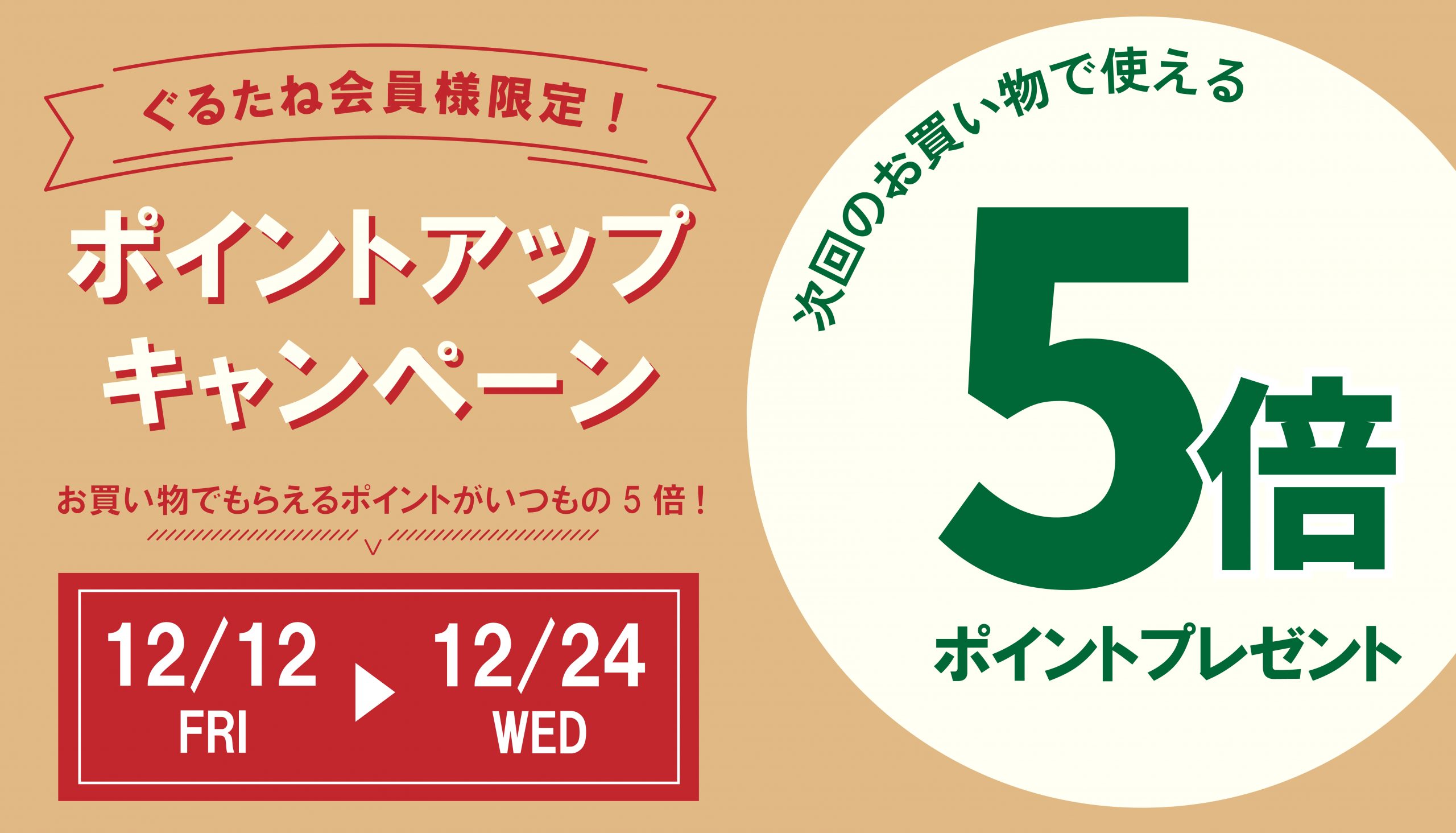 【5倍ポイント】冬のお得なポイントアップキャンペーン開催!|12/12〜12/24の写真